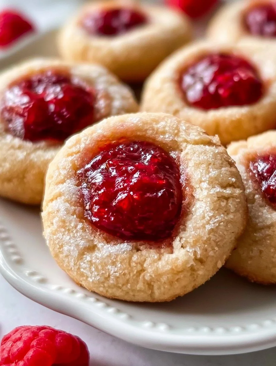 Delicious jam thumbprint cookies with colorful jam filling
