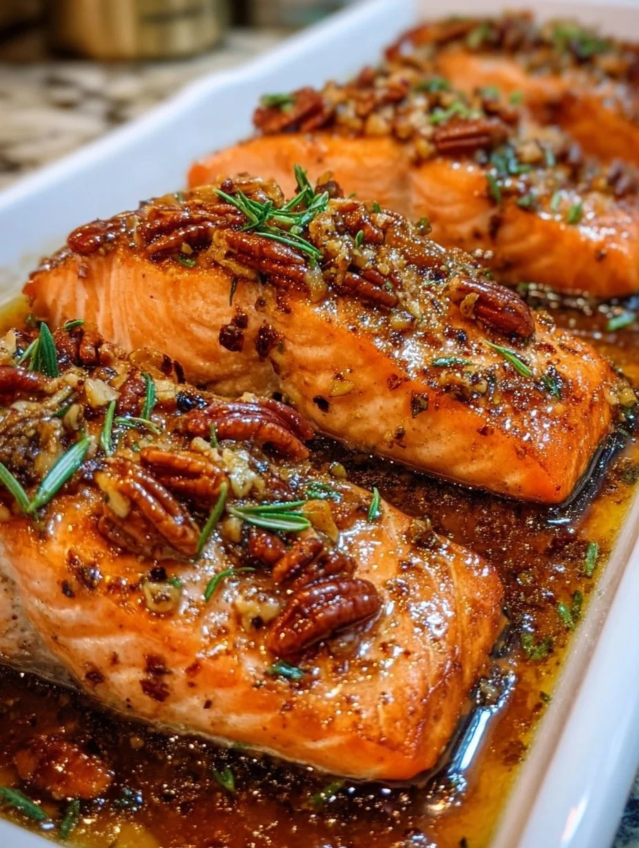 Delicious Maple Pecan Glazed Salmon dish on a plate