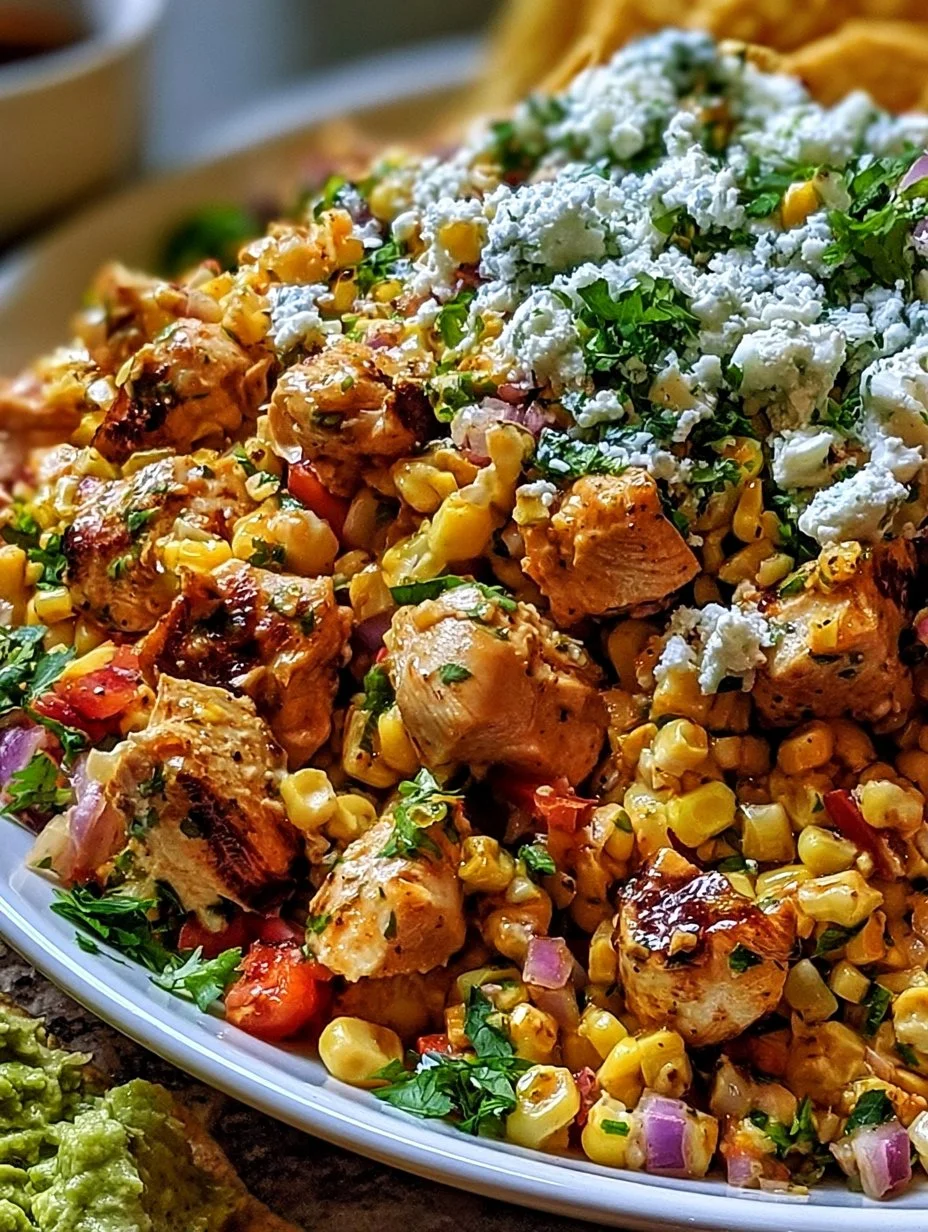 Delicious Mexican Street Corn Chicken Skillet with fresh ingredients