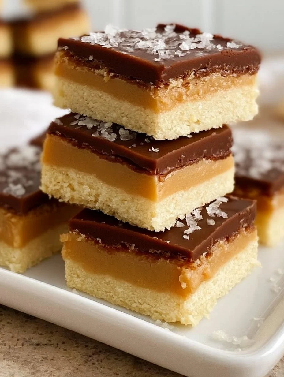 Decadent Millionaire's Shortbread dessert with layers of caramel and chocolate.