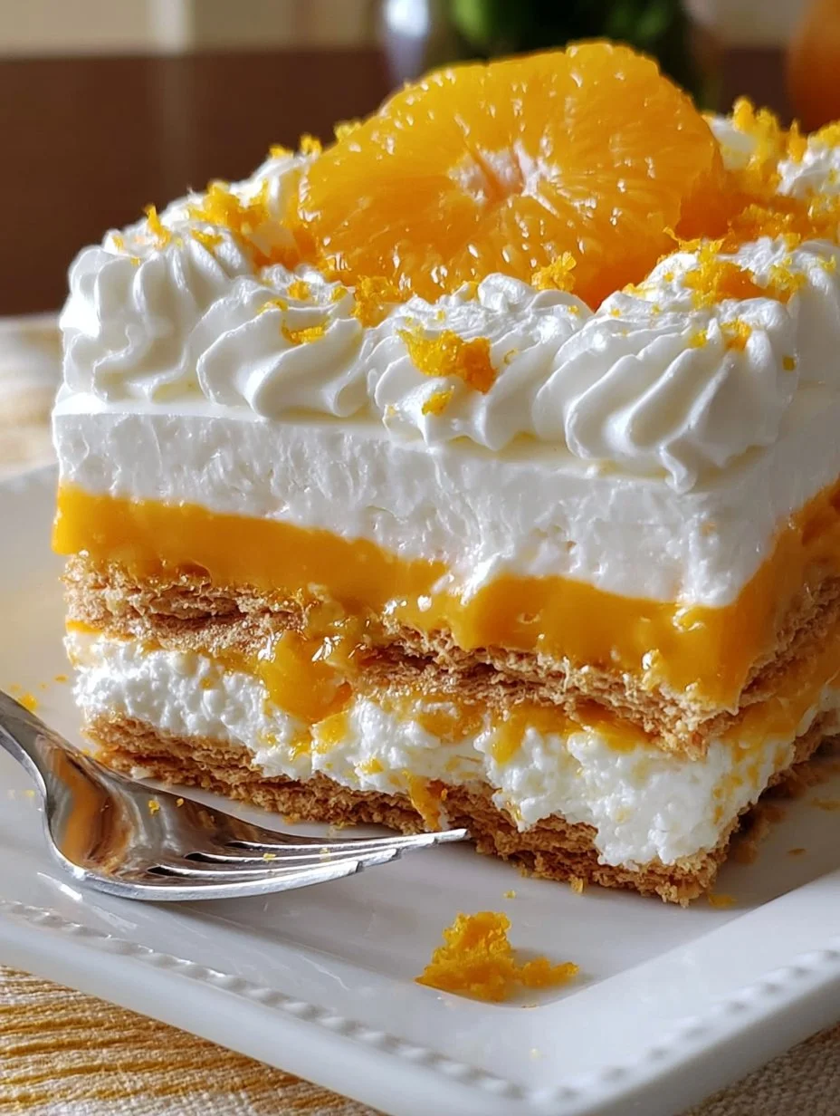 No Bake Orange Dreamsicle Lasagna