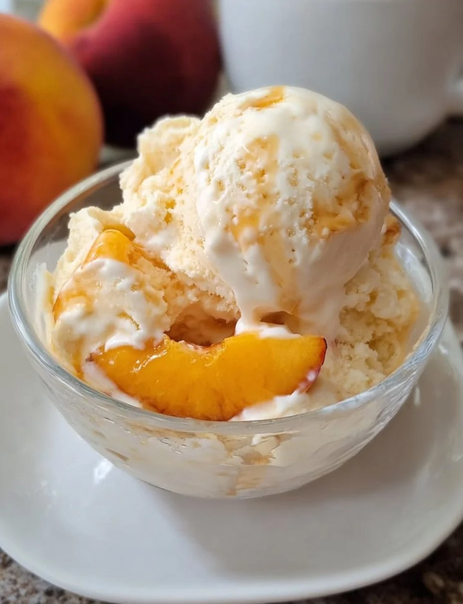 No Churn Peach Ice Cream