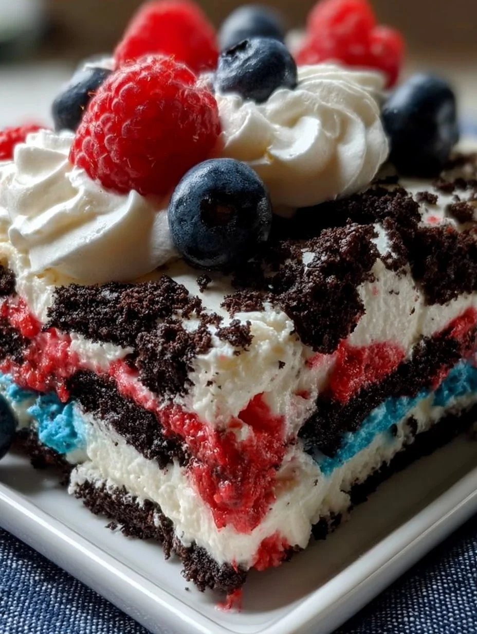 Patriotic Oreo Lasagna