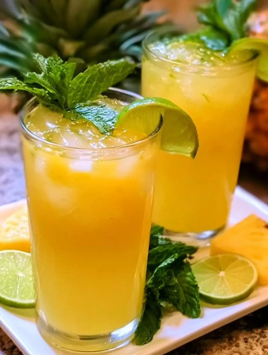 Glass of Pineapple Fresh Water with slices of pineapple