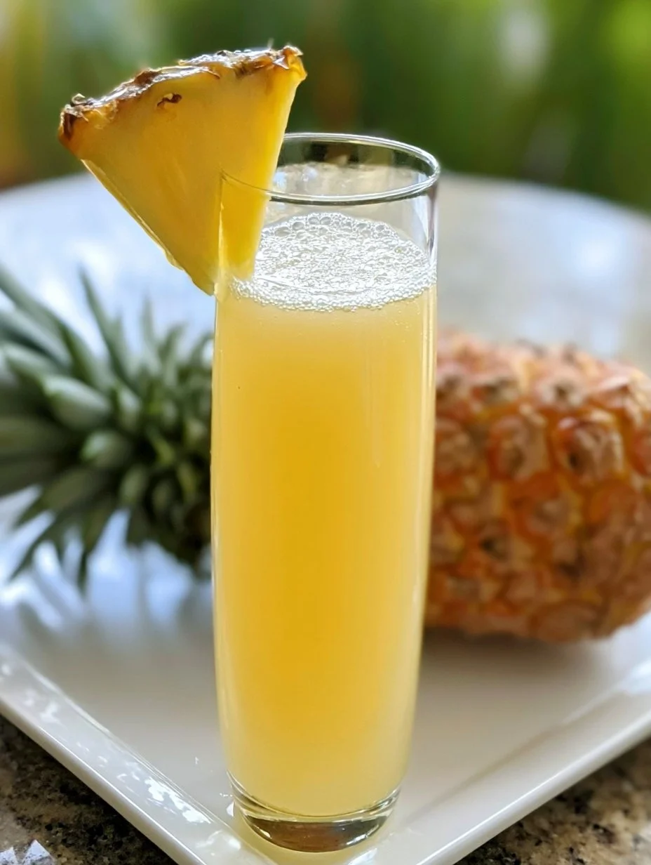 Refreshing Pineapple Mimosas made with pineapple juice and champagne