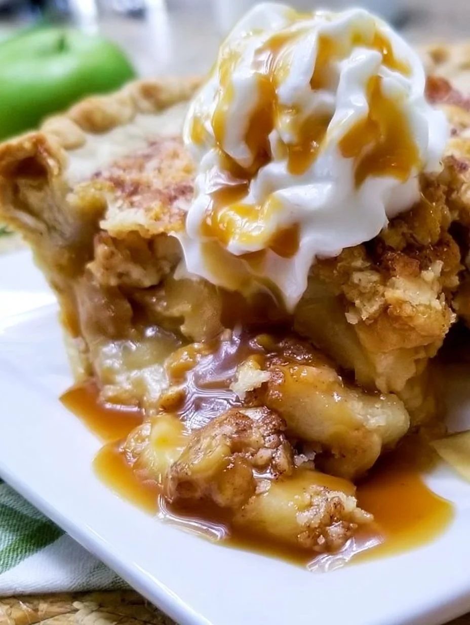 Delicious salted caramel apple pie with a golden crust and apple filling