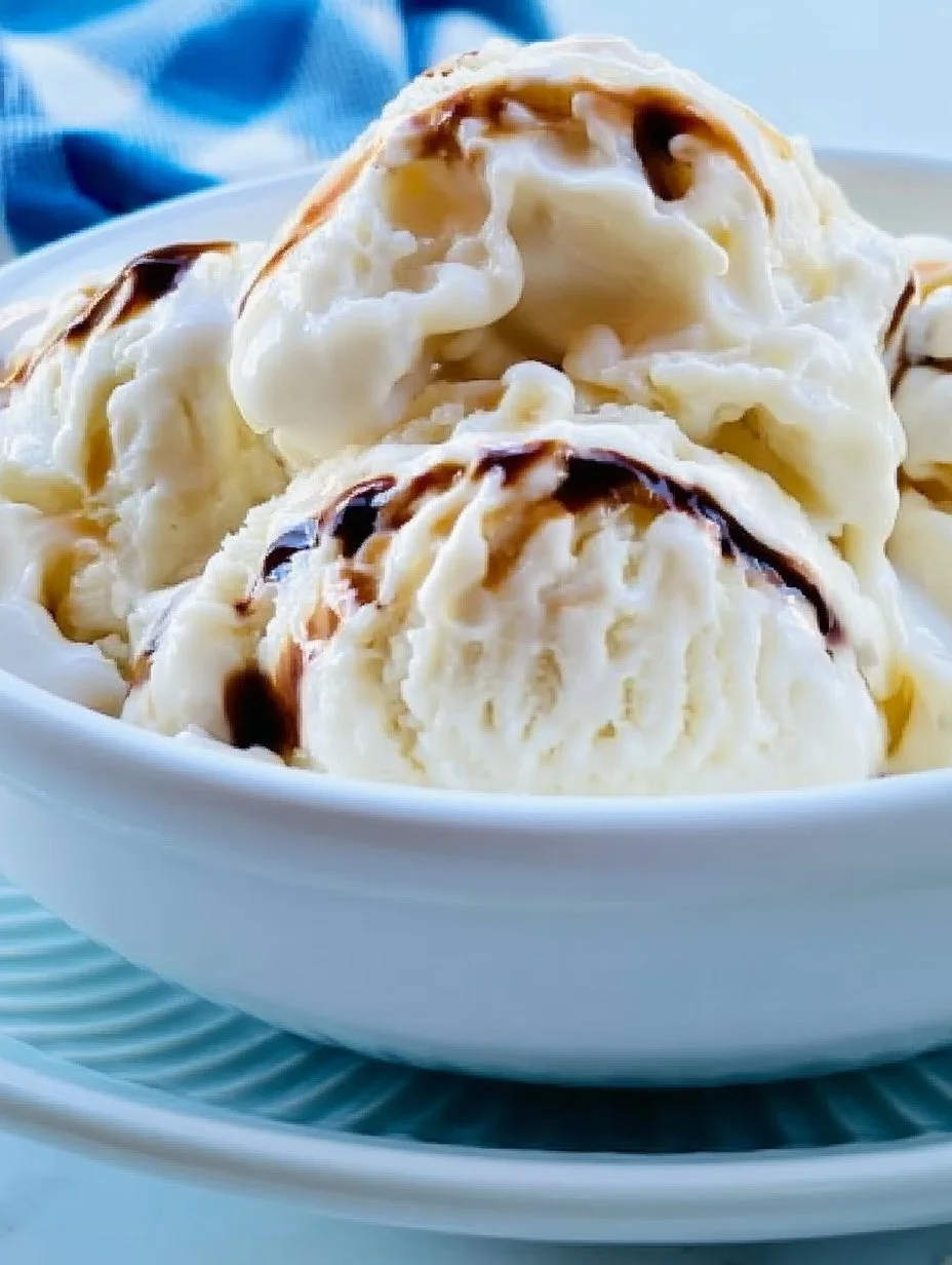 Bowl of homemade sweetened condensed milk ice cream with toppings