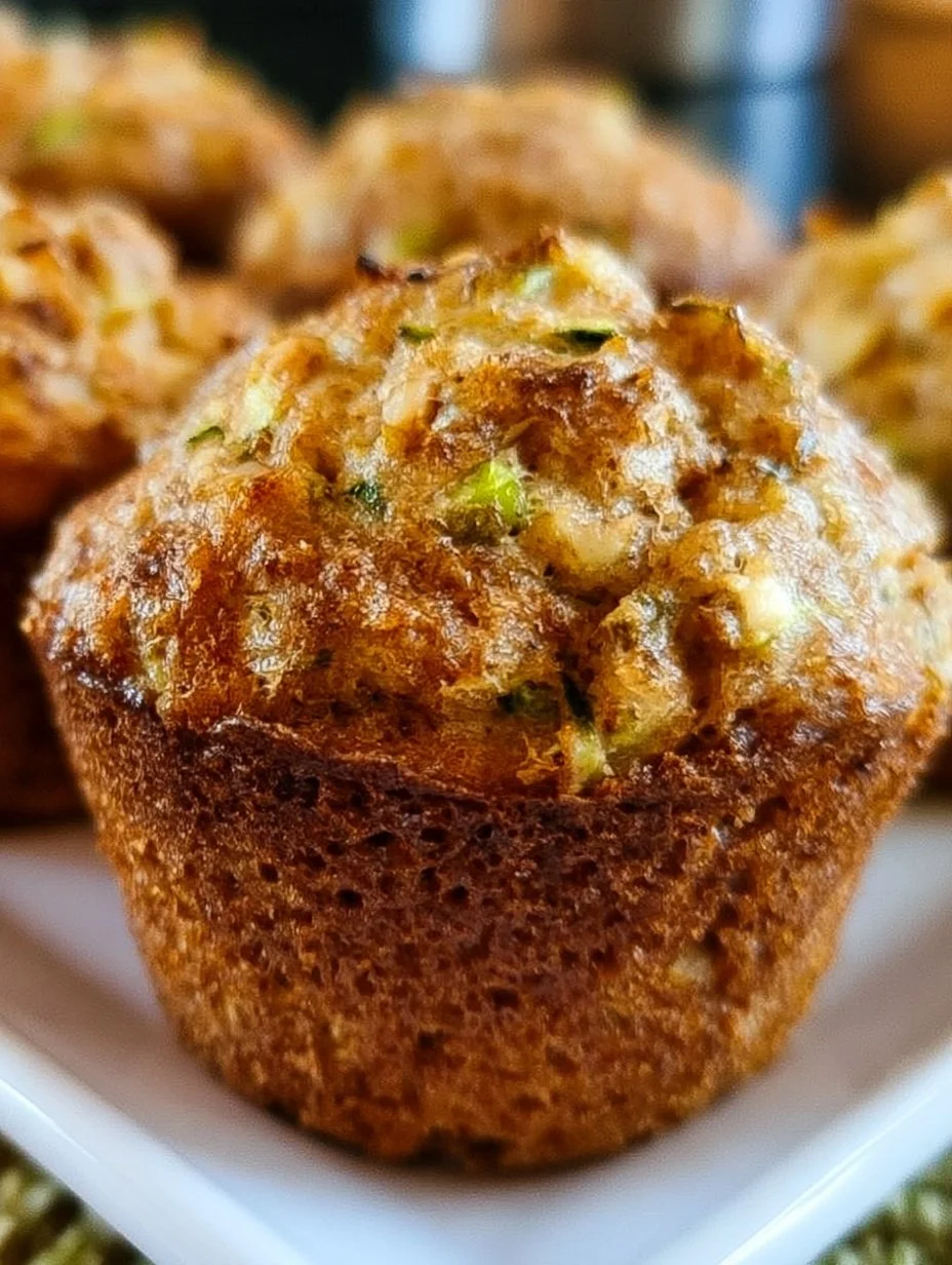 Freshly baked zucchini muffins with a golden crust and healthy ingredients
