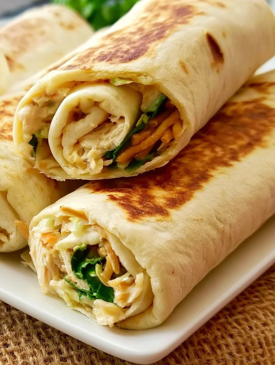 Asian Chicken Salad Wrap with fresh vegetables and grilled chicken