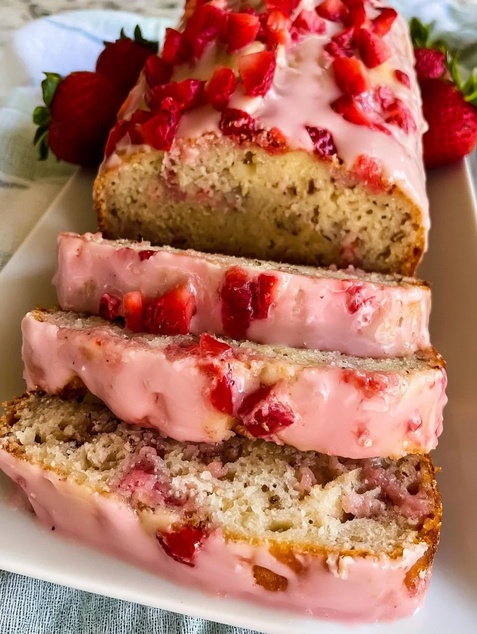 Deliciously moist banana and strawberry bread slice on a plate