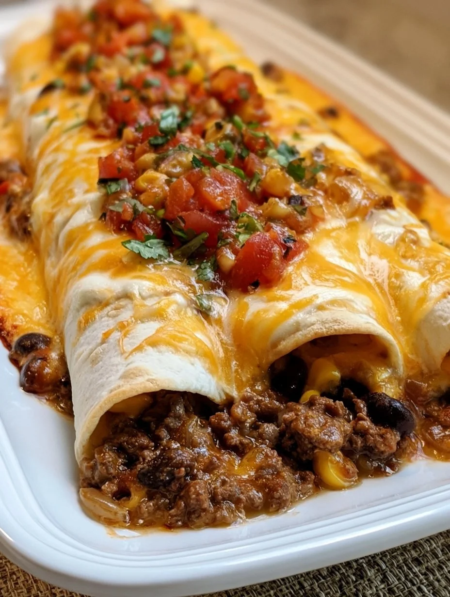 Cheesy Beef Enchiladas Queso Bake