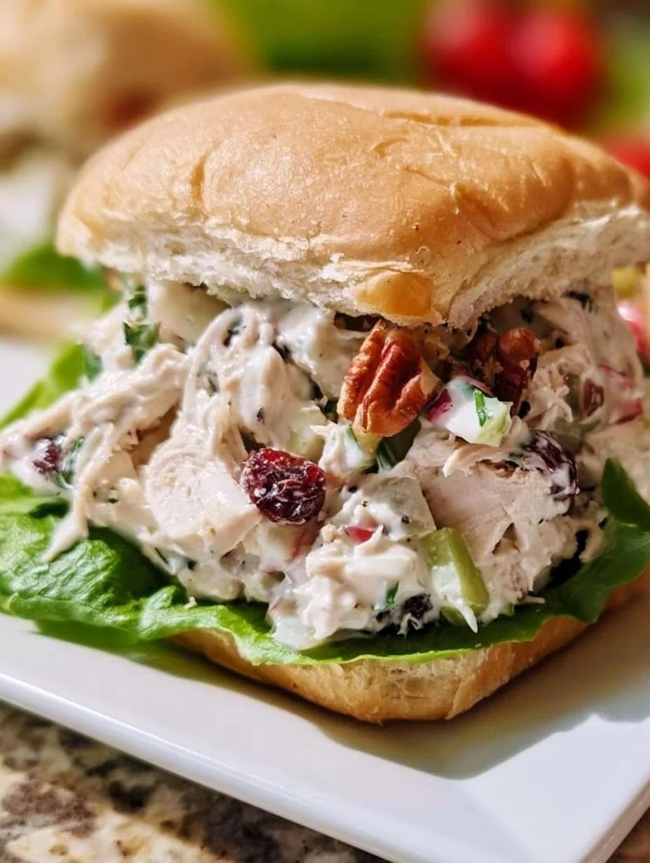 Delicious homemade chicken salad with fresh ingredients on a plate