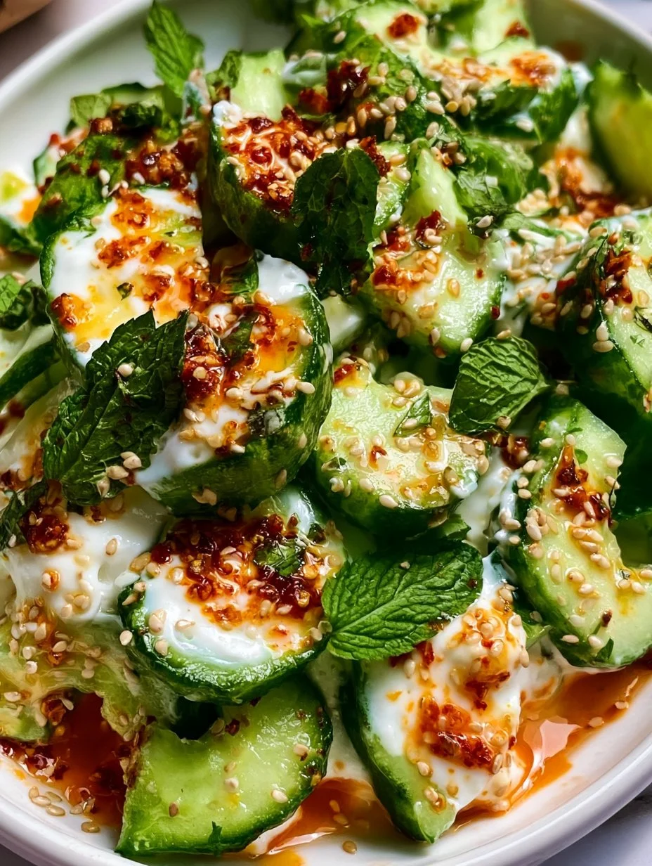 Bowl of Cucumber-Sesame Salad with fresh cucumbers and sesame seeds