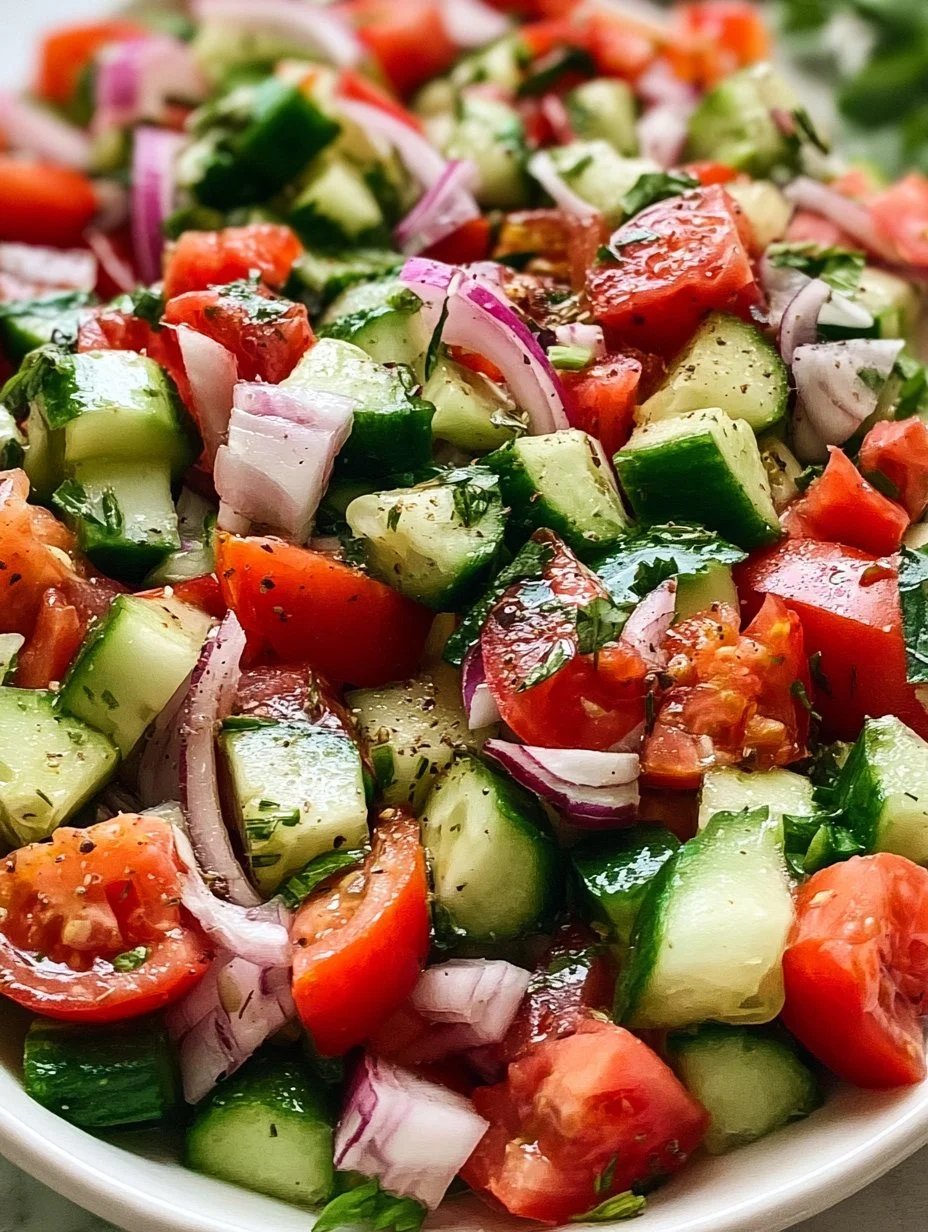 Fresh Cucumber Tomato Salad with vibrant vegetables and dressing