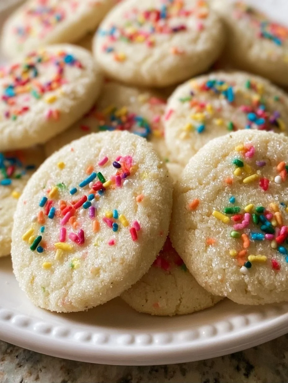 A plate of delightful egg-free sugar cookies with colorful sprinkles