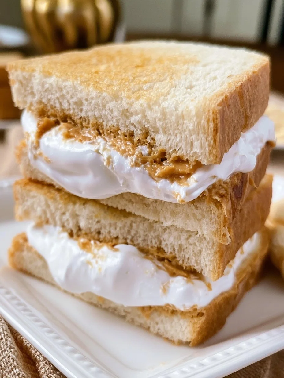Delicious Fluffernutter Sandwich with peanut butter and marshmallow fluff