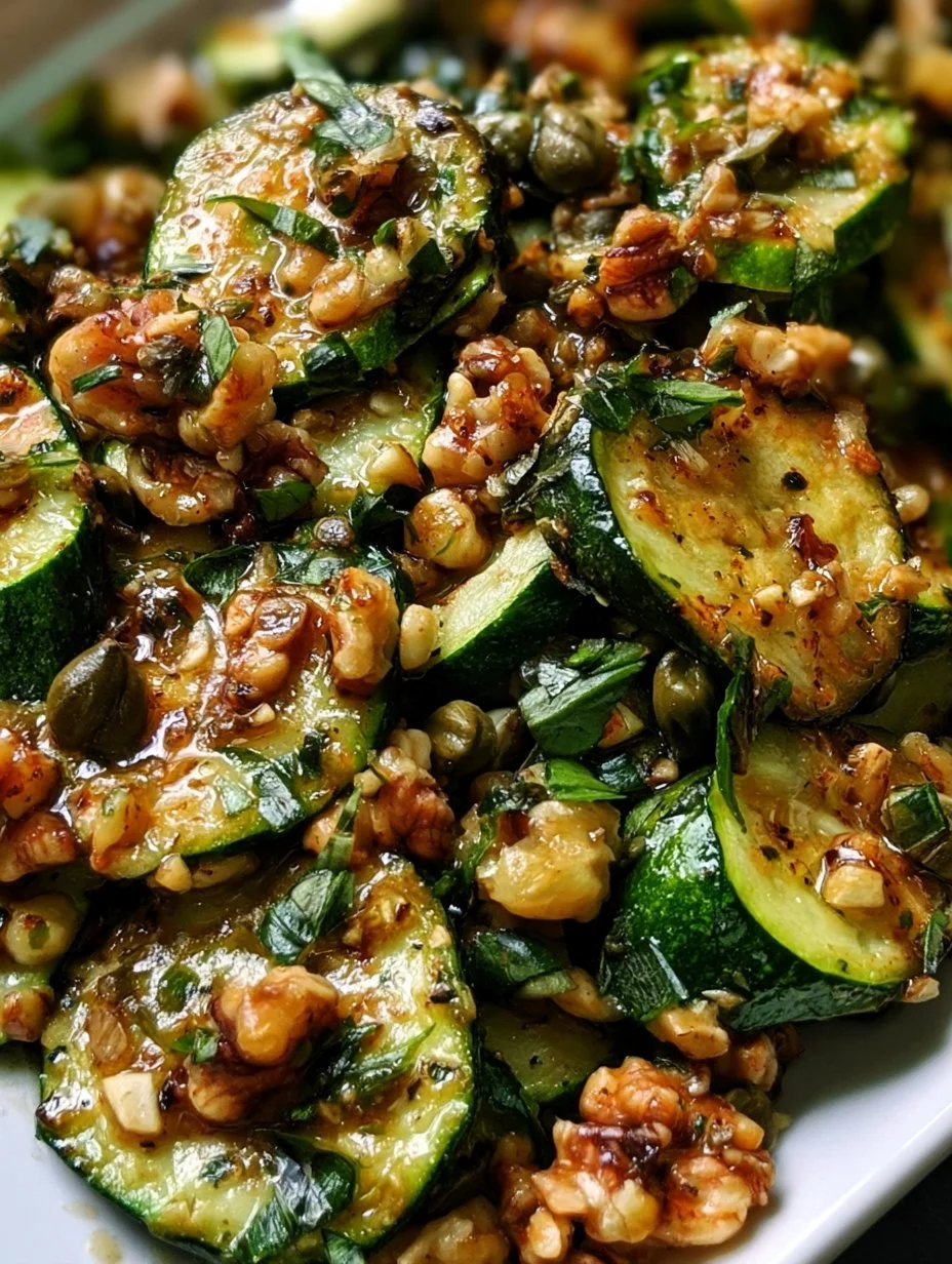 Garlic-Herb Sautéed Zucchini with Walnuts and Capers