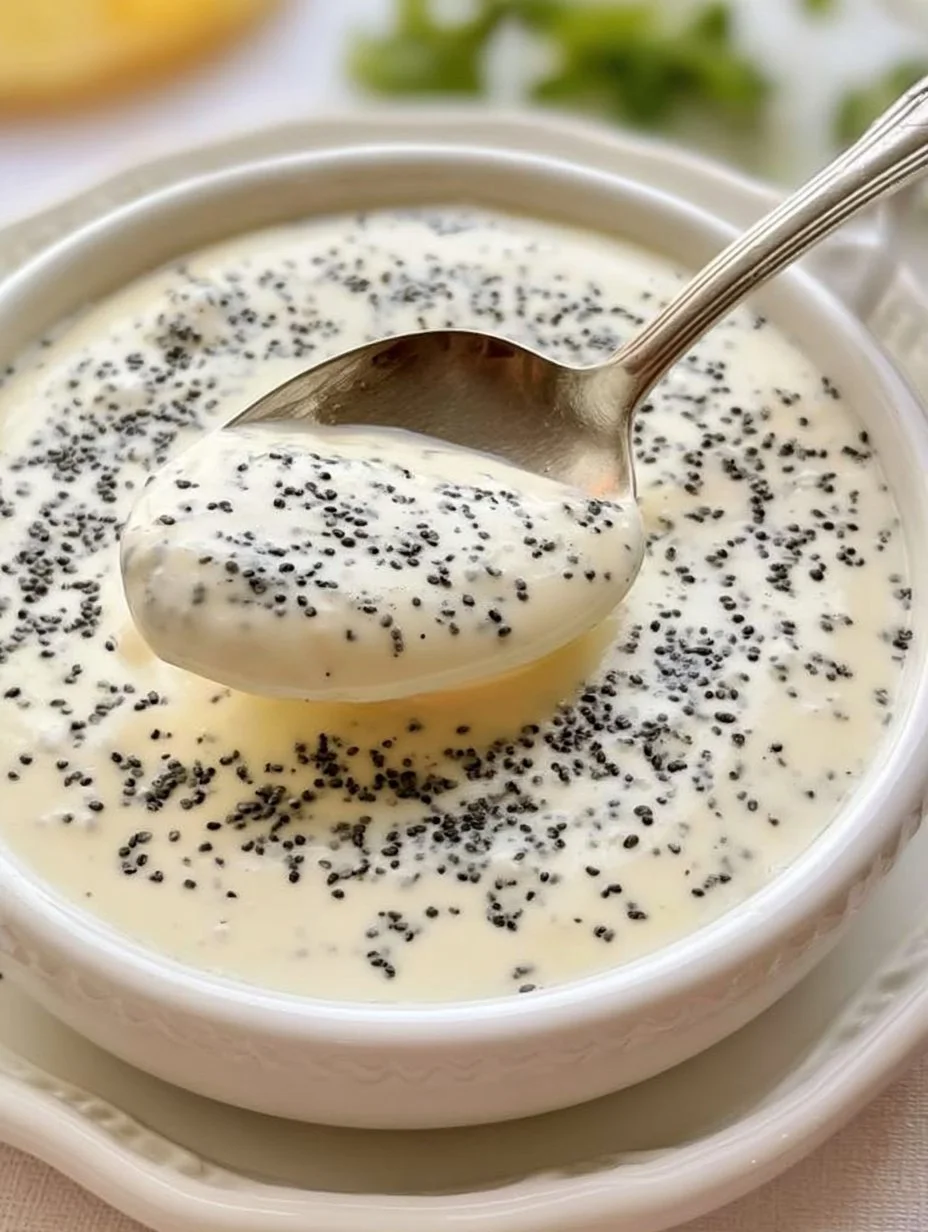 Homemade poppy seed dressing served in a bowl with fresh vegetables