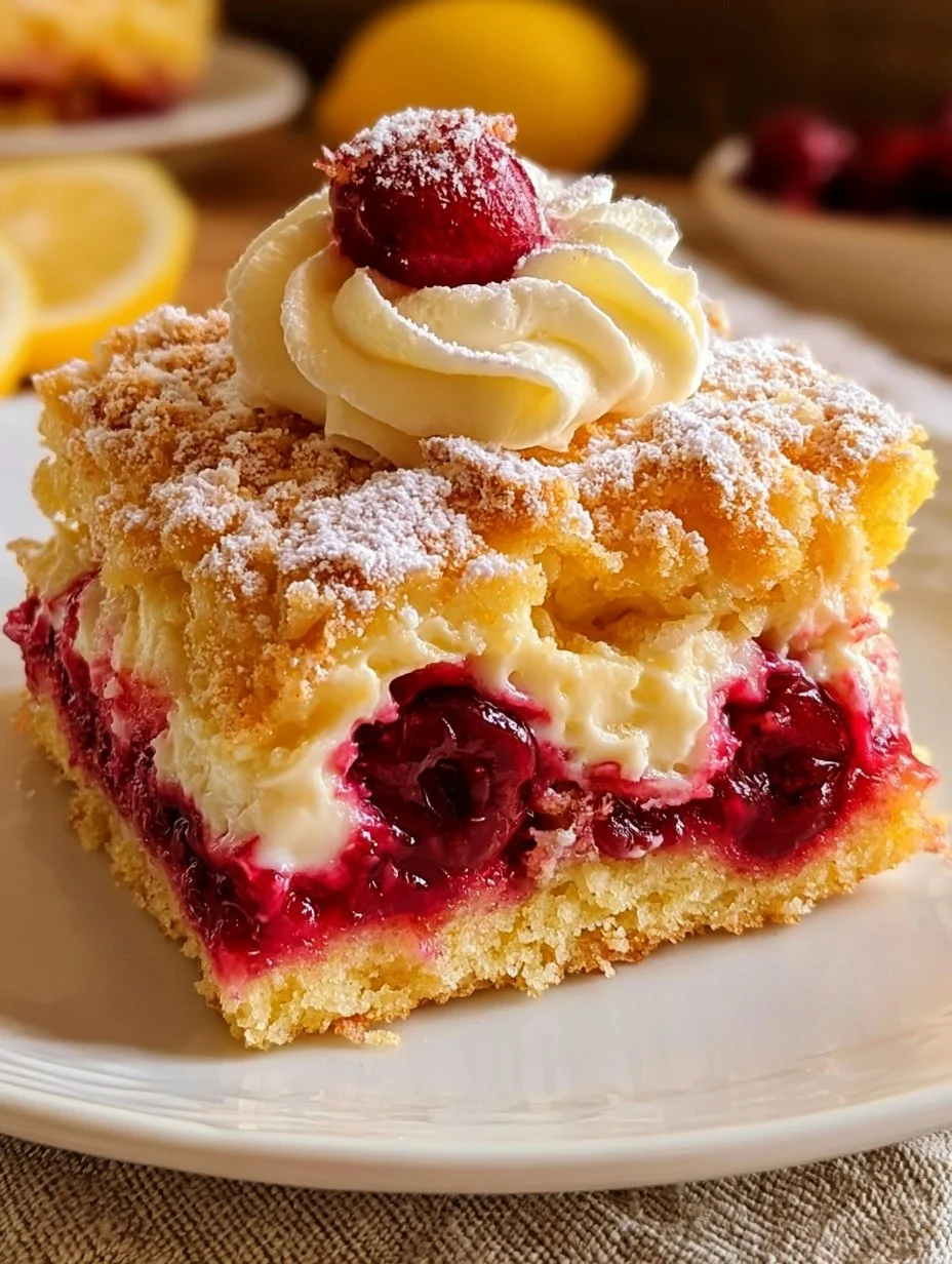Lemon Cherry Cream Cheese Dump Cake