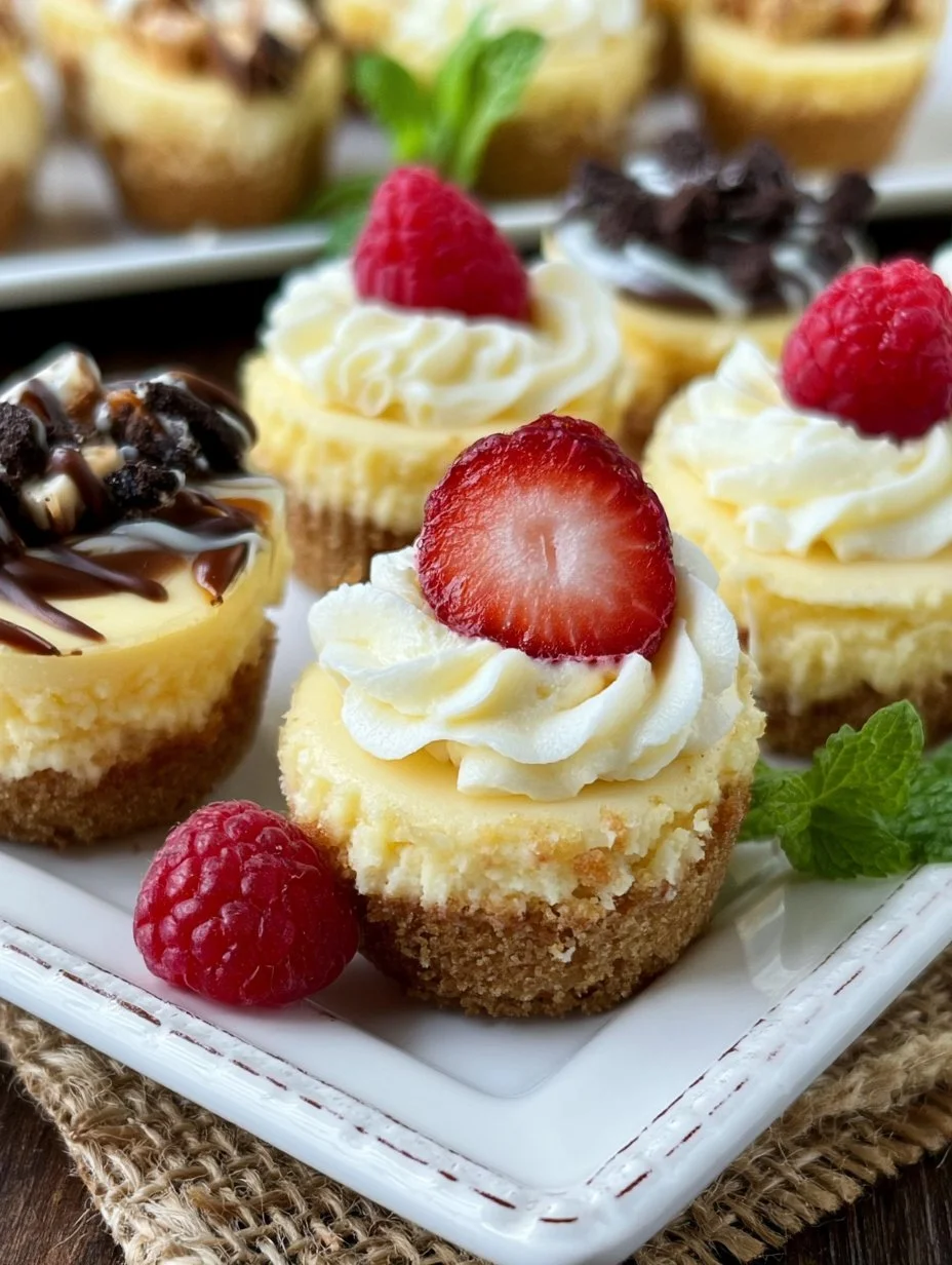 Delicious mini cheesecake bites arranged on a platter