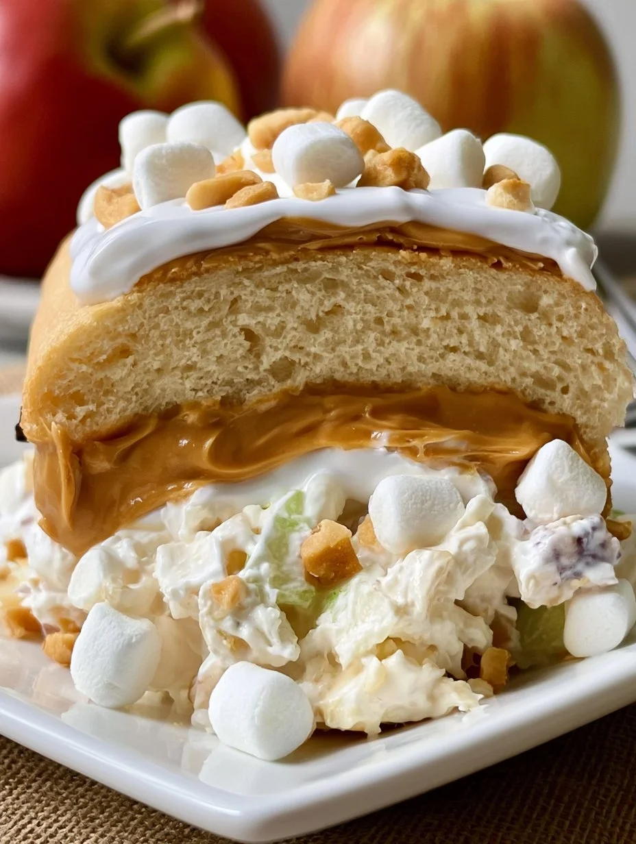 Peanut Butter and Marshmallow Fluff Salad in a serving bowl
