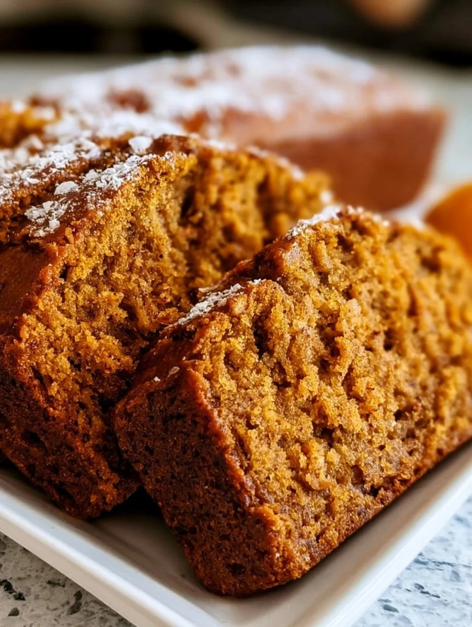 A loaf of homemade Pumpkin Banana Bread on a wooden table
