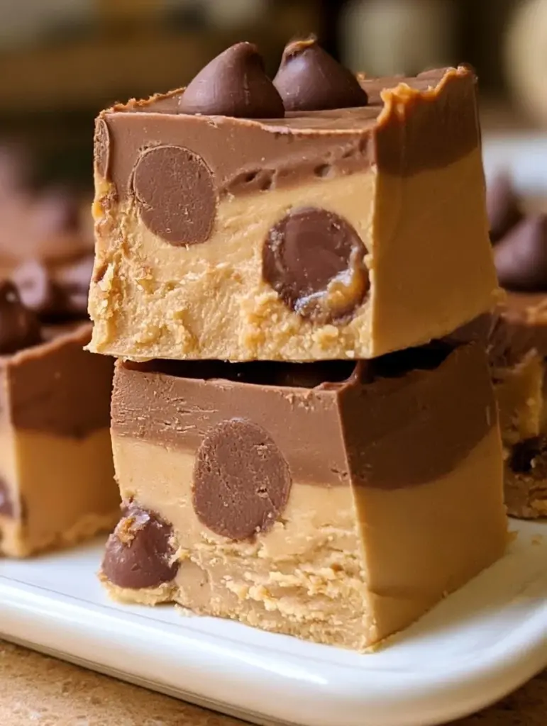 Delicious Buckeye Fudge with chocolate and peanut butter layers