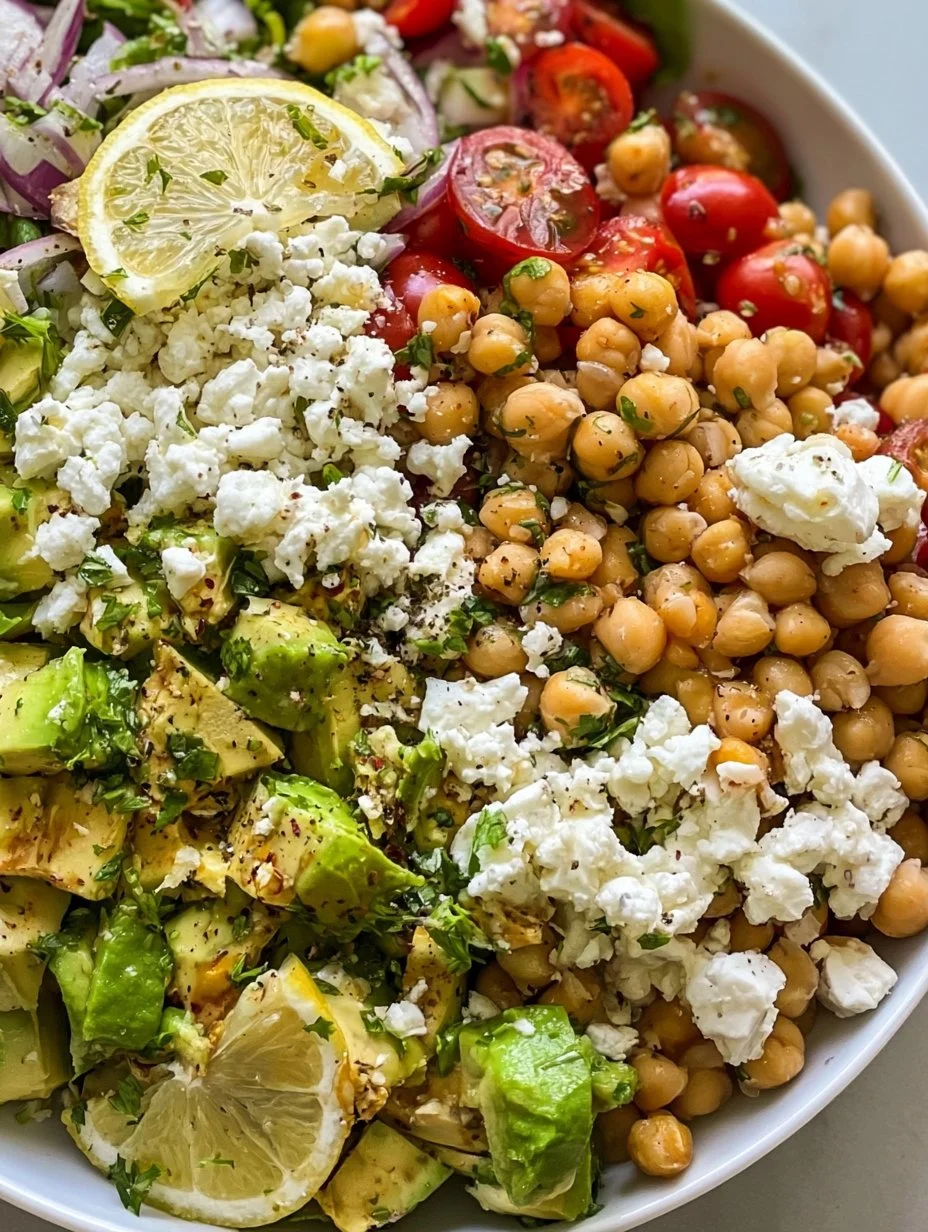 Chickpea Feta Avocado Salad