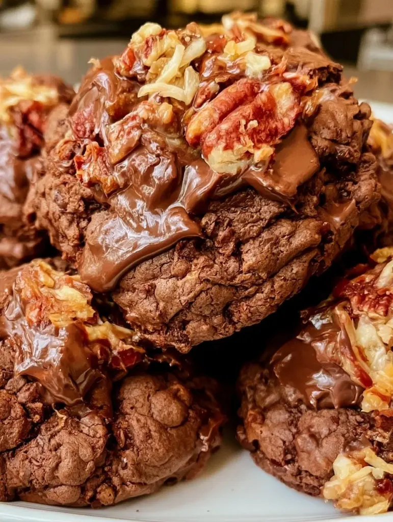 Delicious homemade German chocolate cookies on a plate