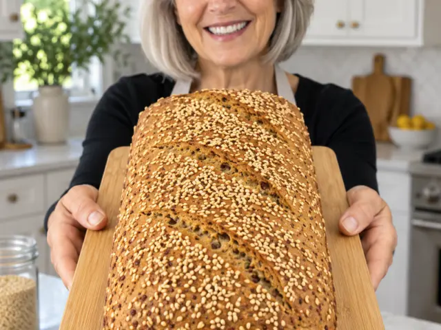 Hearty Quinoa Chickpea Bread with a golden sesame crust